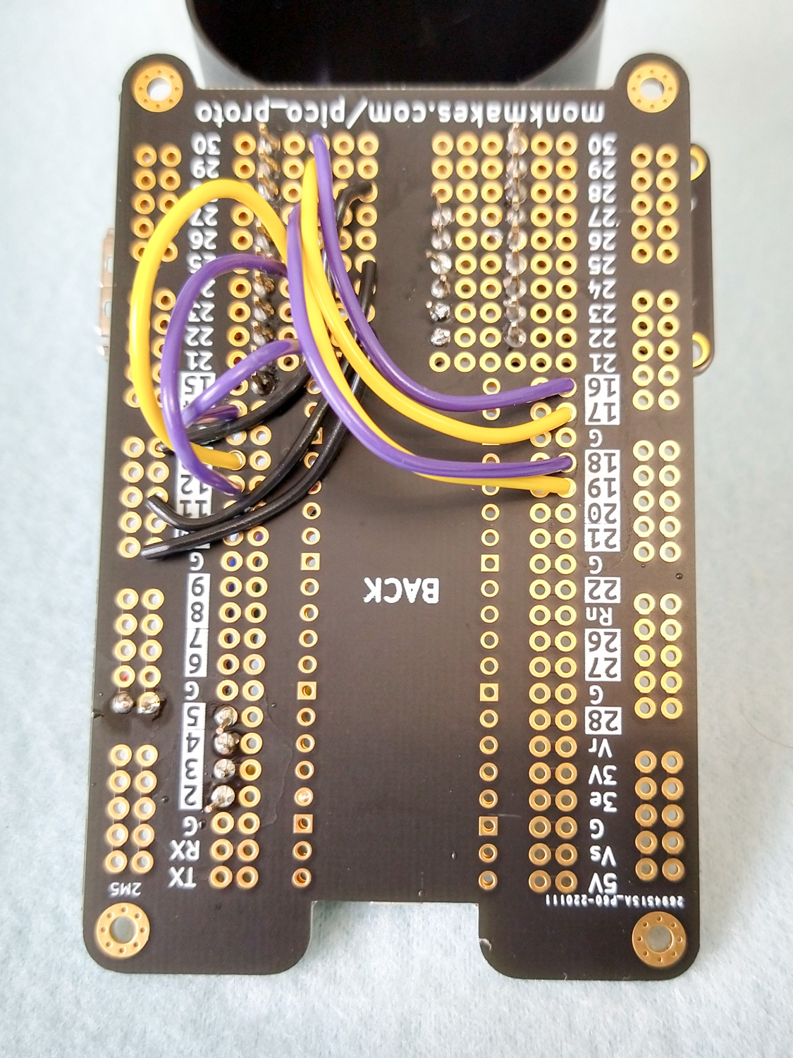 Bottom view of board